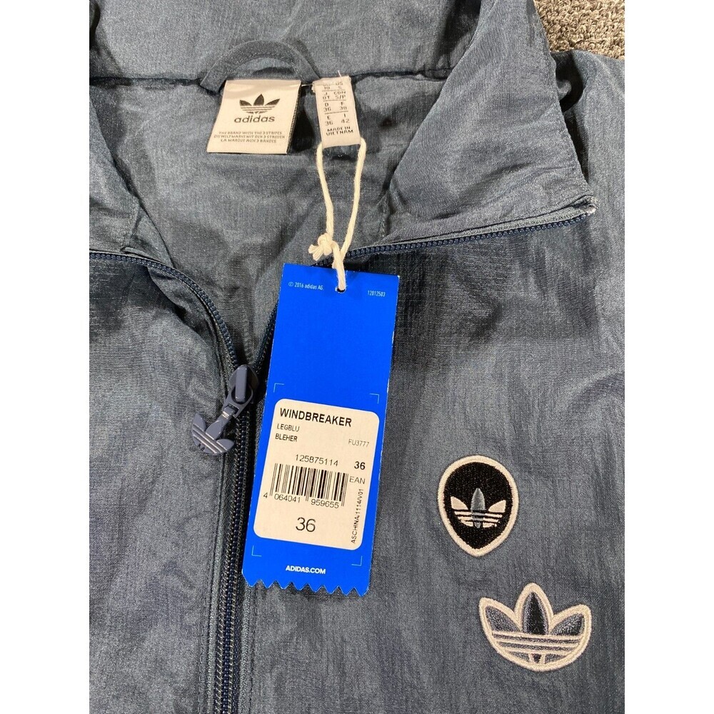 Adidas Jacket Womens Small S Blue Full Zip Oversized Windbreaker Track FU3777 - Picture 10 of 12